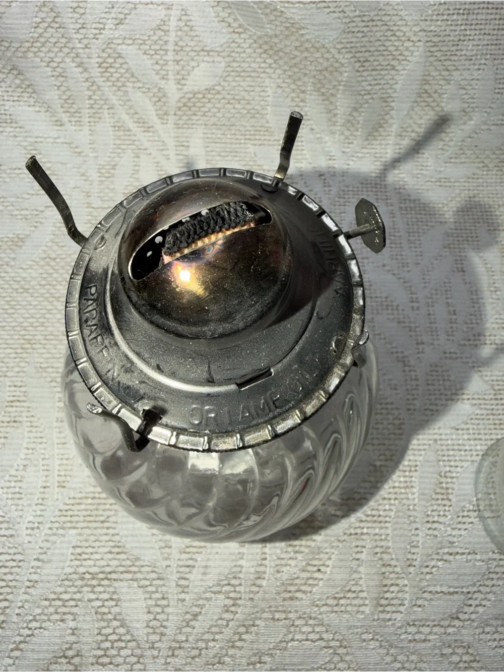 Clear Glass Hurricane Oil Lamp -vintage
